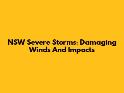 NSW Severe Storms: Damaging Winds And Impacts