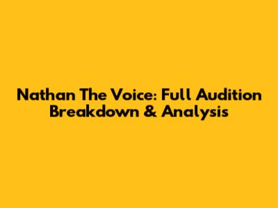 Nathan The Voice: Full Audition Breakdown & Analysis
