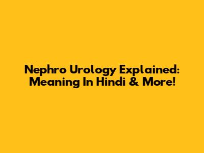 Nephro Urology Explained: Meaning In Hindi & More!