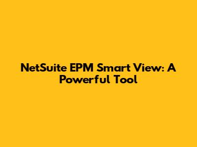 NetSuite EPM Smart View: A Powerful Tool