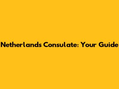 Netherlands Consulate: Your Guide