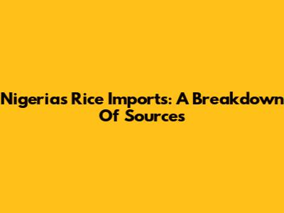 Nigeria's Rice Imports: A Breakdown Of Sources