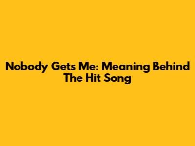 Nobody Gets Me: Meaning Behind The Hit Song