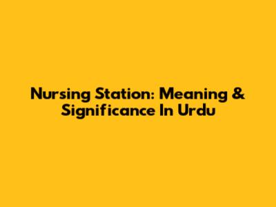 Nursing Station: Meaning & Significance In Urdu