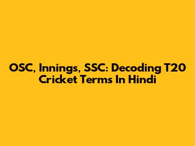 OSC, Innings, SSC: Decoding T20 Cricket Terms In Hindi