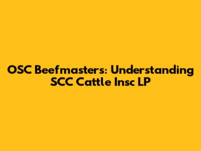 OSC Beefmasters: Understanding SCC Cattle Insc LP
