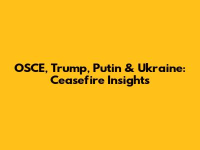 OSCE, Trump, Putin & Ukraine: Ceasefire Insights