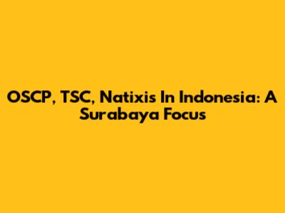 OSCP, TSC, Natixis In Indonesia: A Surabaya Focus