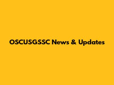 OSCUSGSSC News & Updates
