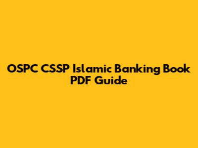OSPC CSSP Islamic Banking Book PDF Guide