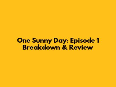 One Sunny Day: Episode 1 Breakdown & Review
