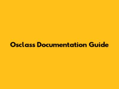 Osclass Documentation Guide