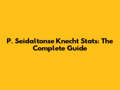P. Seidaltonse Knecht Stats: The Complete Guide