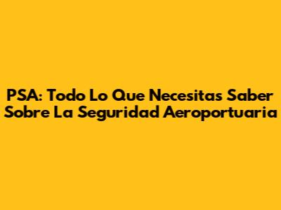PSA: Todo Lo Que Necesitas Saber Sobre La Seguridad Aeroportuaria