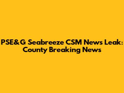 PSE&G Seabreeze CSM News Leak: County Breaking News