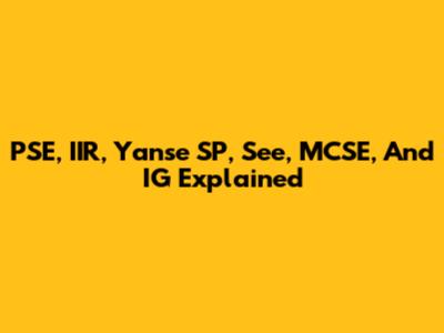 PSE, IIR, Yanse SP, See, MCSE, And IG Explained