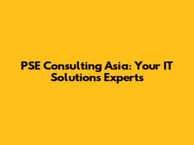 PSE Consulting Asia: Your IT Solutions Experts