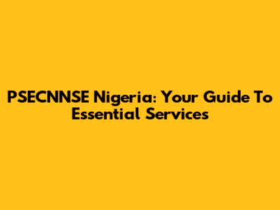 PSECNNSE Nigeria: Your Guide To Essential Services