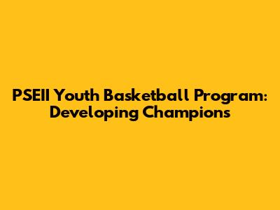 PSEII Youth Basketball Program: Developing Champions