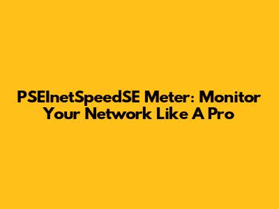 PSEInetSpeedSE Meter: Monitor Your Network Like A Pro