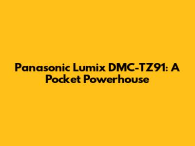 Panasonic Lumix DMC-TZ91: A Pocket Powerhouse