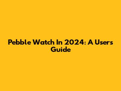 Pebble Watch In 2024: A User's Guide