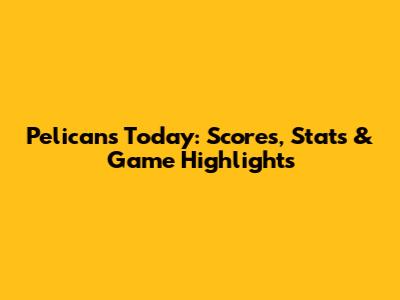 Pelicans Today: Scores, Stats & Game Highlights