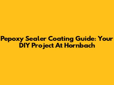 Pepoxy Sealer Coating Guide: Your DIY Project At Hornbach
