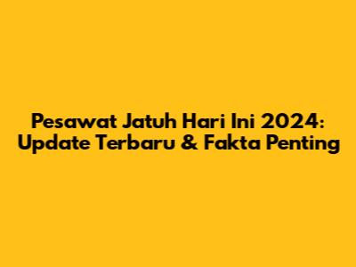 Pesawat Jatuh Hari Ini 2024: Update Terbaru & Fakta Penting