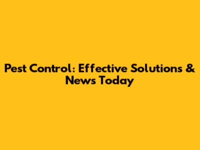 Pest Control: Effective Solutions & News Today