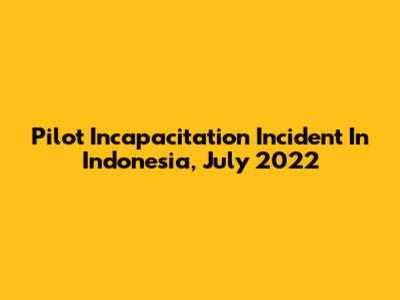 Pilot Incapacitation Incident In Indonesia, July 2022