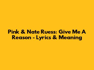 Pink & Nate Ruess: Give Me A Reason - Lyrics & Meaning