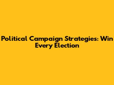 Political Campaign Strategies: Win Every Election