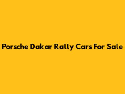 Porsche Dakar Rally Cars For Sale