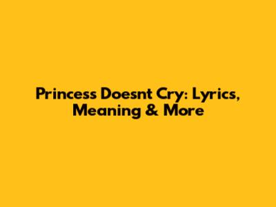 Princess Doesn't Cry: Lyrics, Meaning & More