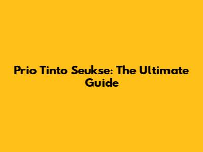 Prio Tinto Seukse: The Ultimate Guide