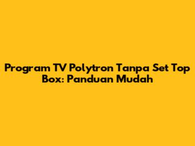 Program TV Polytron Tanpa Set Top Box: Panduan Mudah