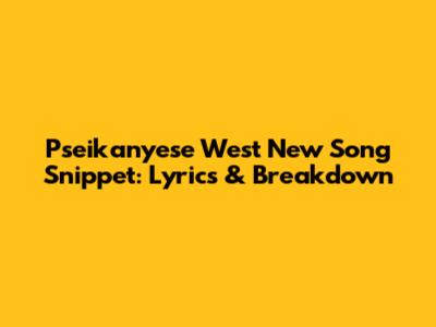 Pseikanyese West New Song Snippet: Lyrics & Breakdown