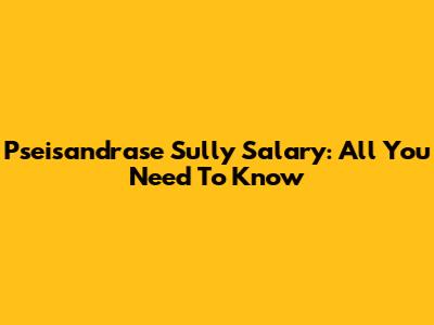 Pseisandrase Sully Salary: All You Need To Know