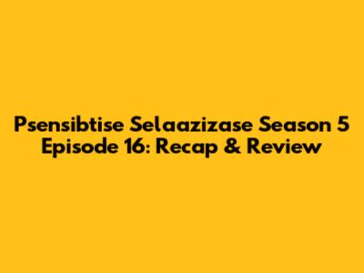 Psensibtise Selaazizase Season 5 Episode 16: Recap & Review