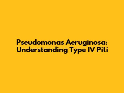 Pseudomonas Aeruginosa: Understanding Type IV Pili