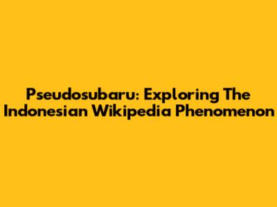 Pseudosubaru: Exploring The Indonesian Wikipedia Phenomenon