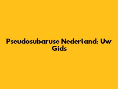 Pseudosubaruse Nederland: Uw Gids