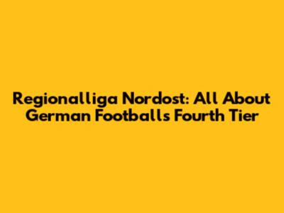 Regionalliga Nordost: All About German Football's Fourth Tier