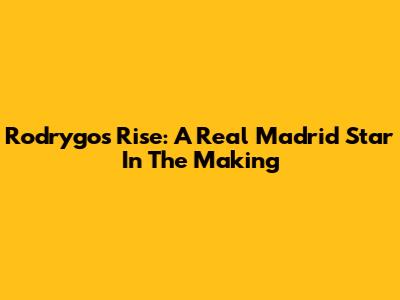 Rodrygo's Rise: A Real Madrid Star In The Making