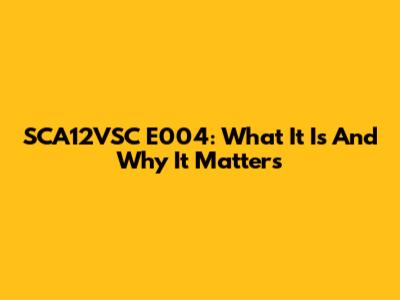 SCA12VSC E004: What It Is And Why It Matters