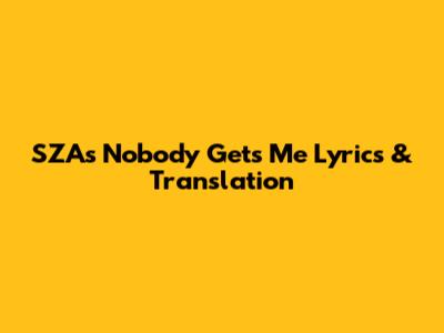 SZA's 'Nobody Gets Me' Lyrics & Translation