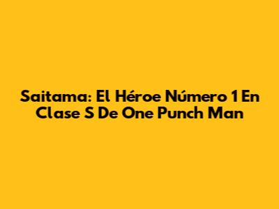 Saitama: El Héroe Número 1 En Clase S De One Punch Man