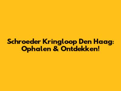 Schroeder Kringloop Den Haag: Ophalen & Ontdekken!