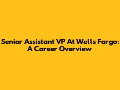 Senior Assistant VP At Wells Fargo: A Career Overview
